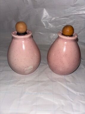 Vintage Vernonware Tickled Pink Salt and Pepper Shaker Set by Metlox